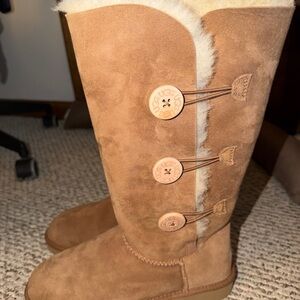 UGG Women's Brown Sheepskin Button Boots
